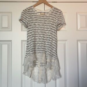 Altar’d State Blue Strip Short Sleeve Scoop Neck Top